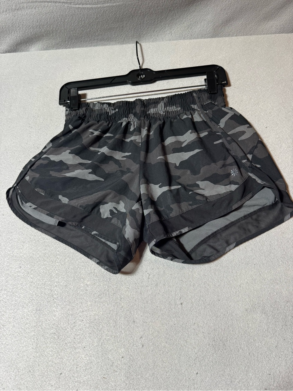 Athleta Black & Gray Camo Running Shorts